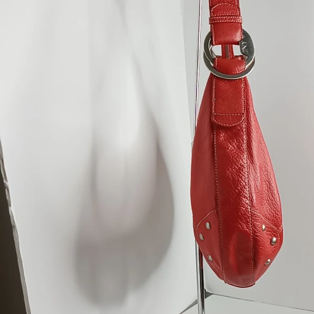 Jones New York Red Pebble Leather Hobo Bag